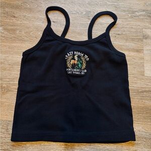 Vintage Y2K Tiny Black Las Vegas Club Cropped Camisole Tank Women's Sz Small